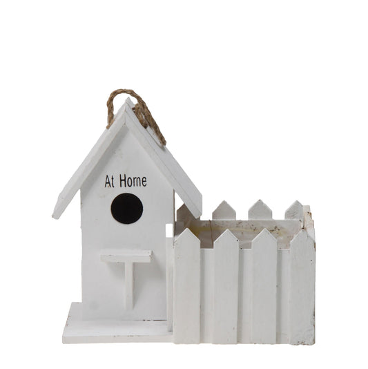 Kolibri Home | Birdhouse bloempot -  witte houten sierpot  Ø12cm