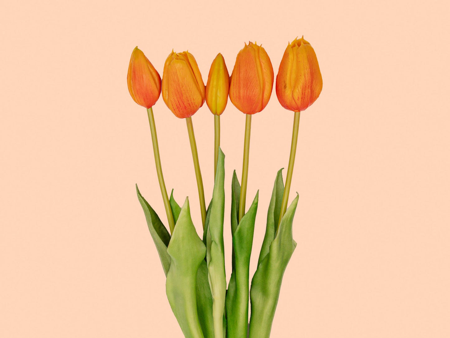 Tulpen boeket Oranje - 10 stuks - 'Real Touch' Kunst tulpen - 42 cm