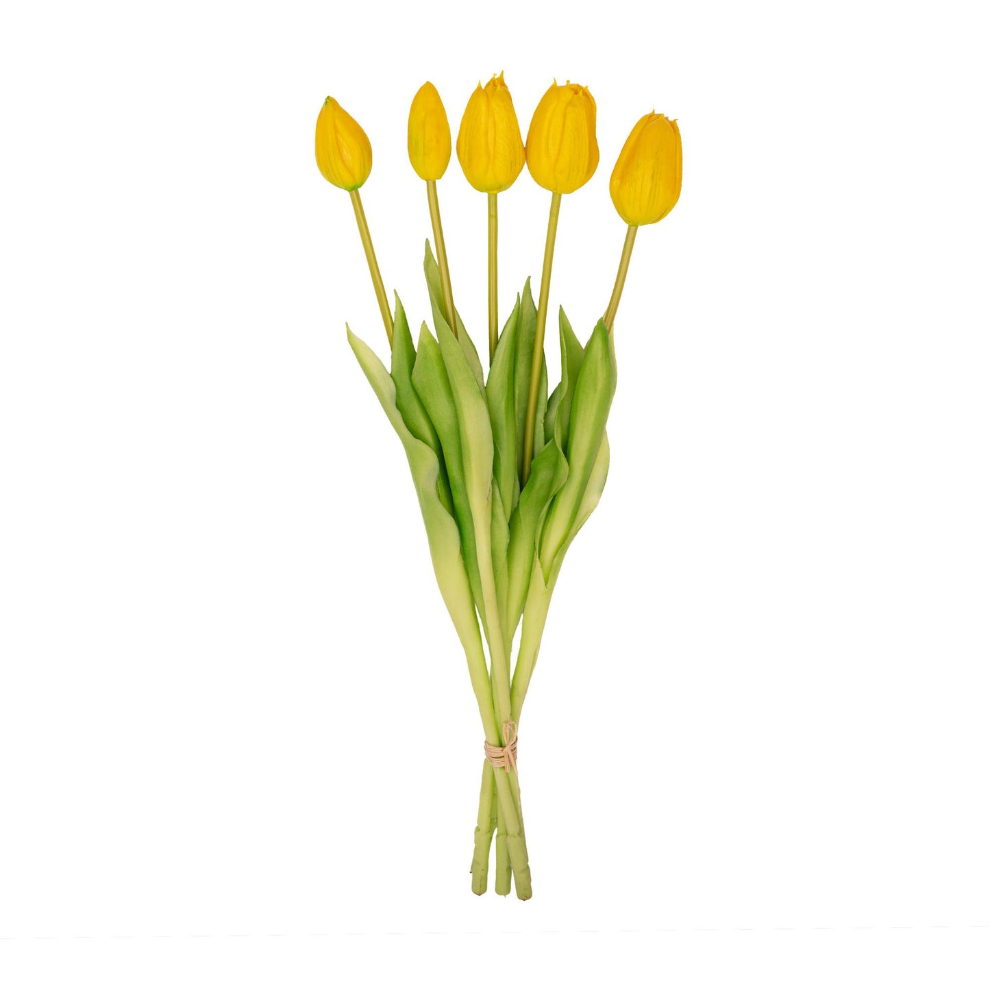 Tulpen boeket Geel - 5 stuks - 'Real Touch' Kunst tulpen - 42 cm (yellow)