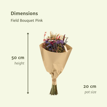 Droogbloemen Field Bouquet Pink - Ø20cm - ↕50cm