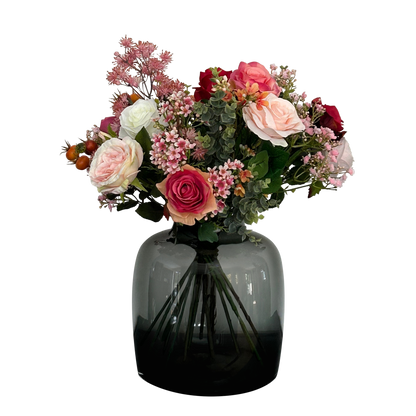 Kunstbloemen - Boeket M - Flame Roses - 45 cm