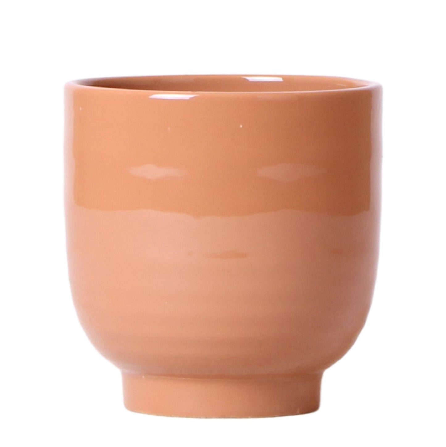 Kolibri Home | Glazed bloempot - Cognac keramieken sierpot met glans - Ø12cm